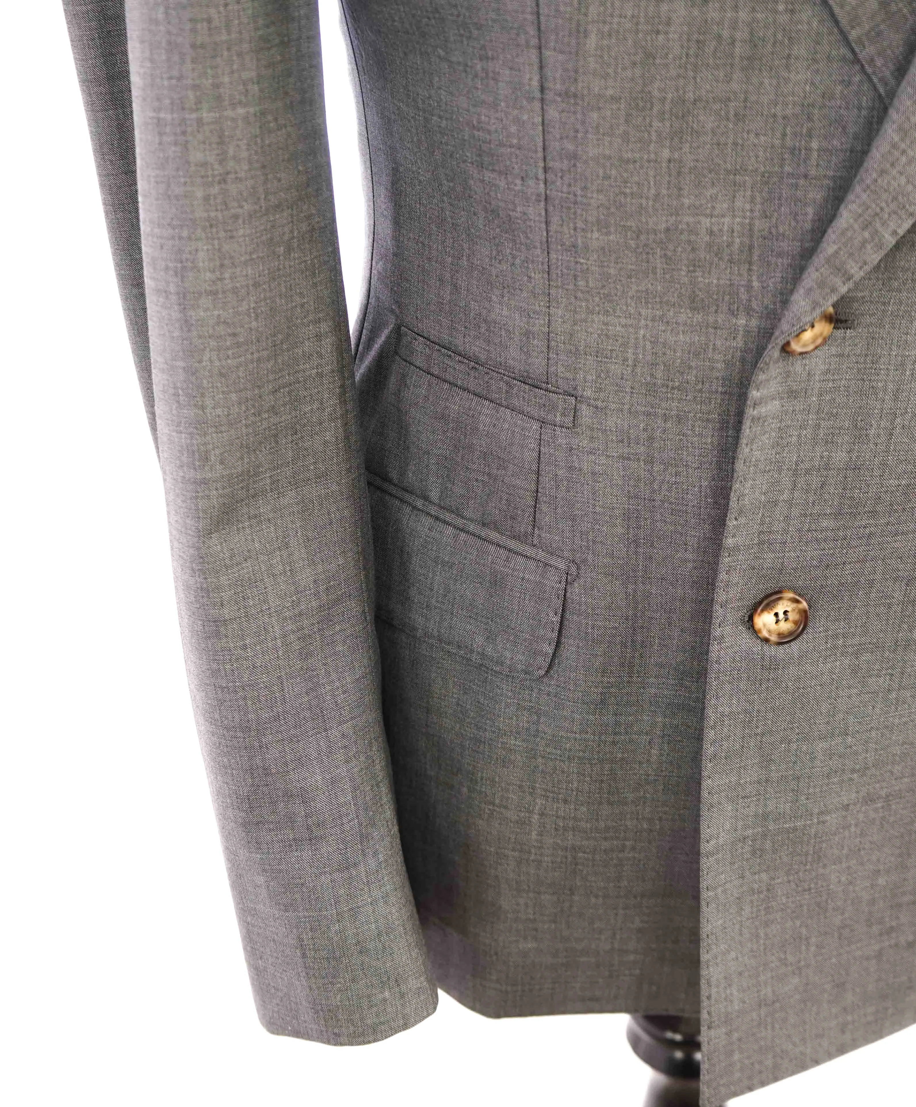 $3,180 BRUNELLO CUCINELLI - Gray Contrast Button Double Breasted Blazer- 40R