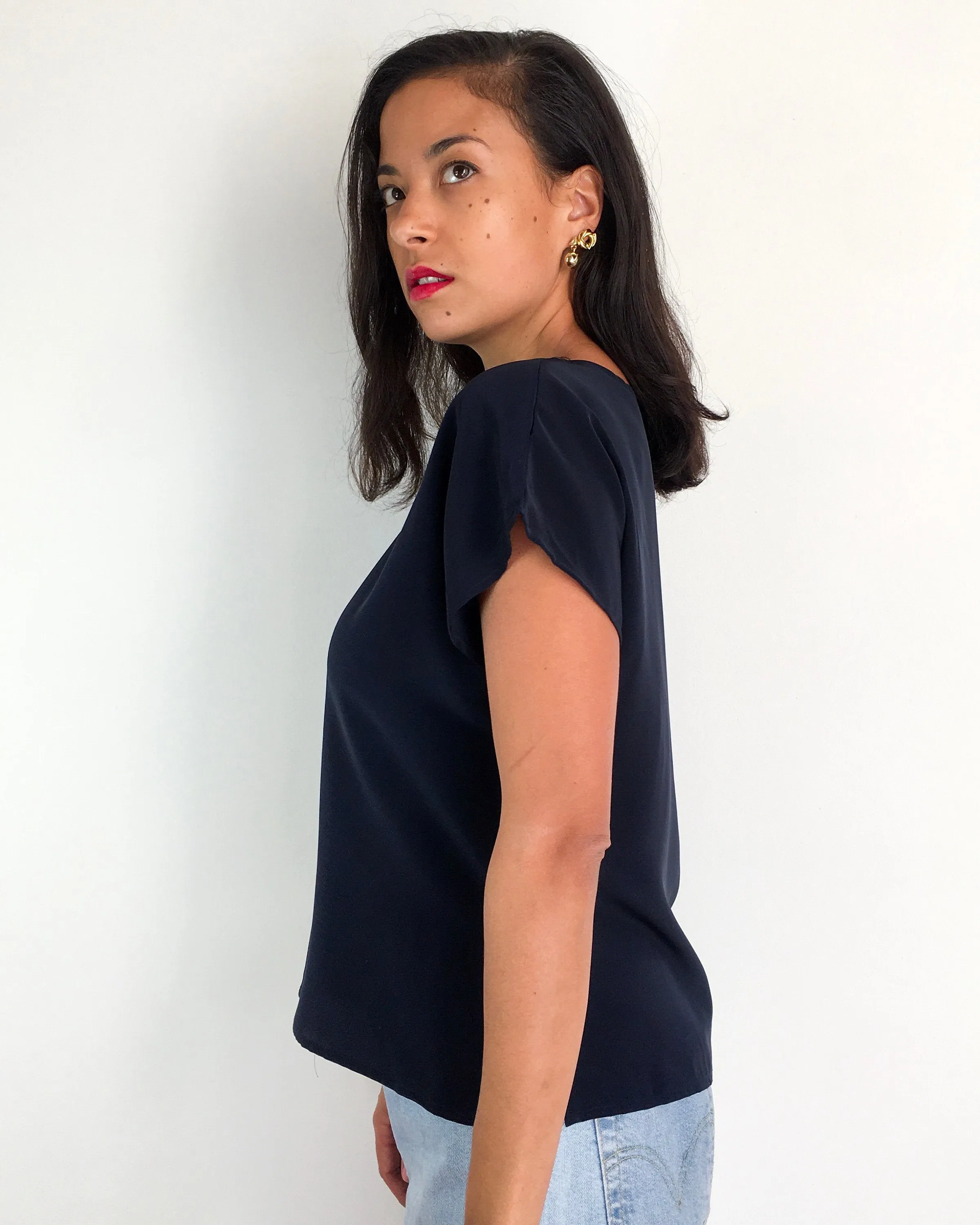 70s-80s vintage navy blue t-shirt