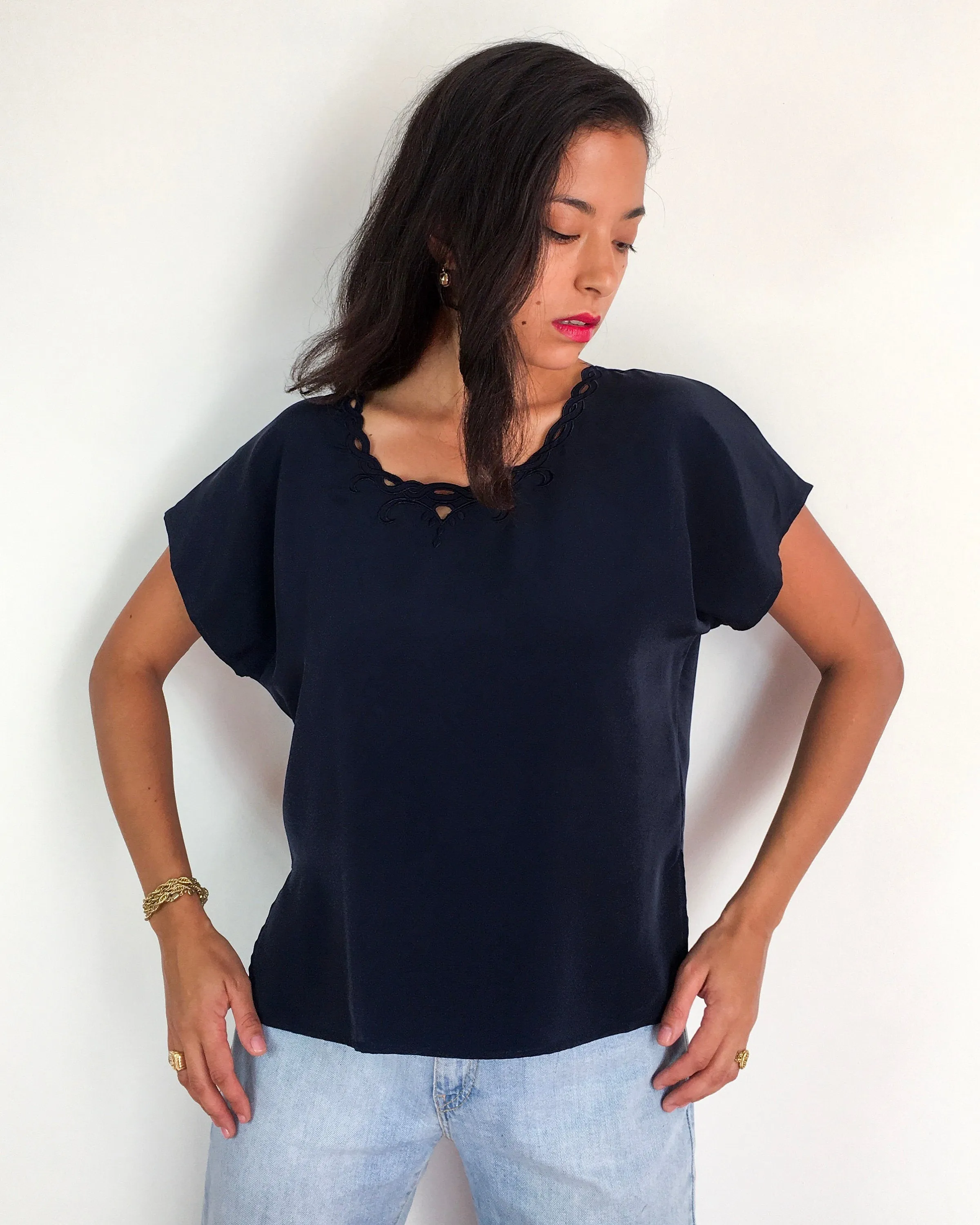 70s-80s vintage navy blue t-shirt