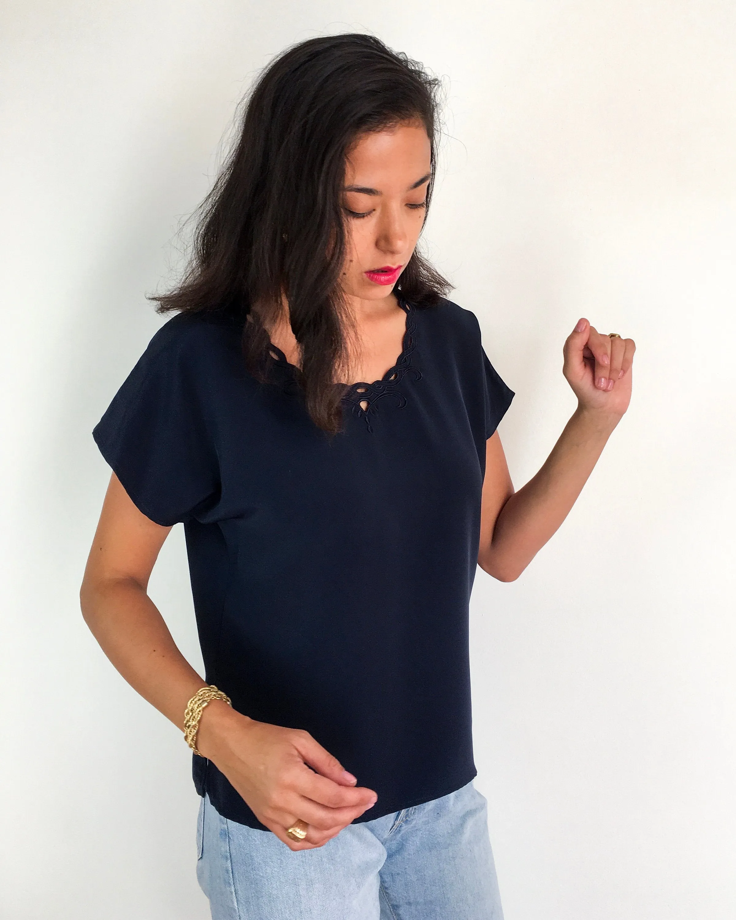 70s-80s vintage navy blue t-shirt