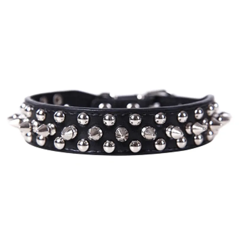Adjustable Leather Pet Dog Collar | PU Leather Punk Rivet Spiked Neck Strap | Pet Collars for Small Dogs and Cats | Alo Trendy