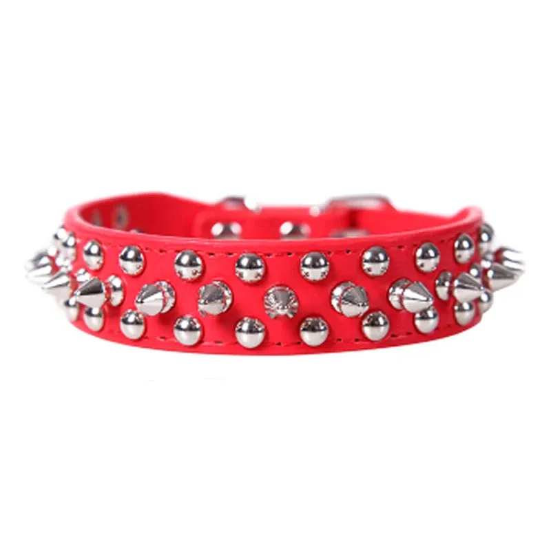 Adjustable Leather Pet Dog Collar | PU Leather Punk Rivet Spiked Neck Strap | Pet Collars for Small Dogs and Cats | Alo Trendy