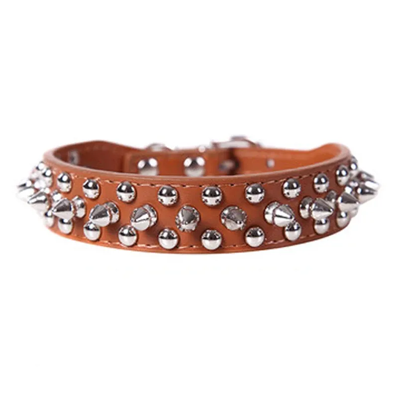 Adjustable Leather Pet Dog Collar | PU Leather Punk Rivet Spiked Neck Strap | Pet Collars for Small Dogs and Cats | Alo Trendy