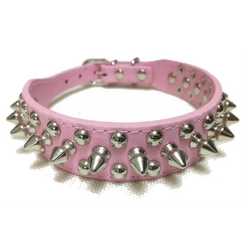 Adjustable Leather Pet Dog Collar | PU Leather Punk Rivet Spiked Neck Strap | Pet Collars for Small Dogs and Cats | Alo Trendy