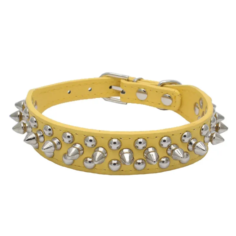 Adjustable Leather Pet Dog Collar | PU Leather Punk Rivet Spiked Neck Strap | Pet Collars for Small Dogs and Cats | Alo Trendy