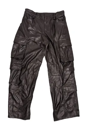 Alice & Olivia - Black Vegan Leather Cargo Pants Sz 6