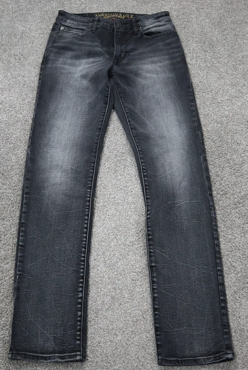 American Eagle Womens Stretch Flex Slim Straight Denim Jeans Black Size 30X34