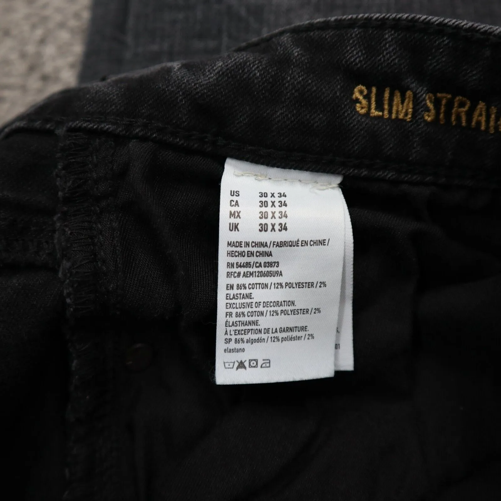 American Eagle Womens Stretch Flex Slim Straight Denim Jeans Black Size 30X34