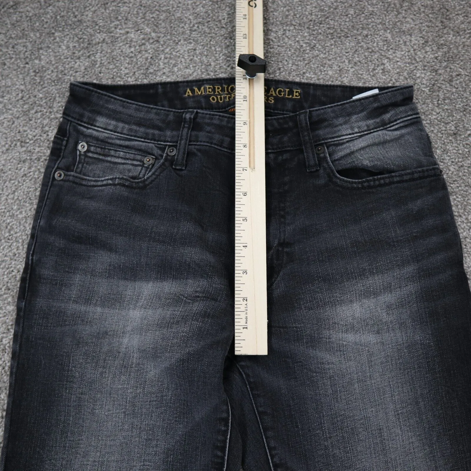 American Eagle Womens Stretch Flex Slim Straight Denim Jeans Black Size 30X34