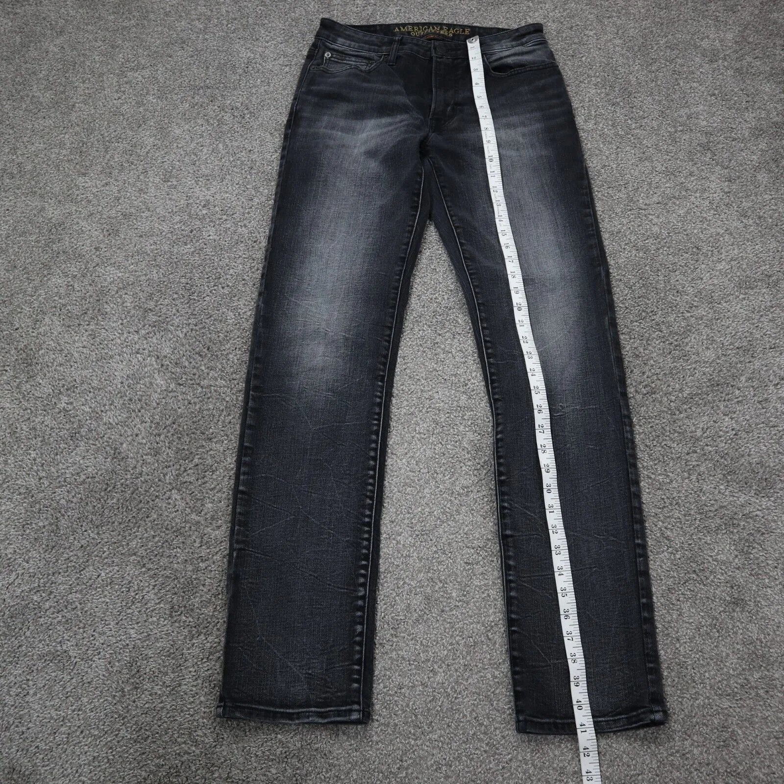 American Eagle Womens Stretch Flex Slim Straight Denim Jeans Black Size 30X34