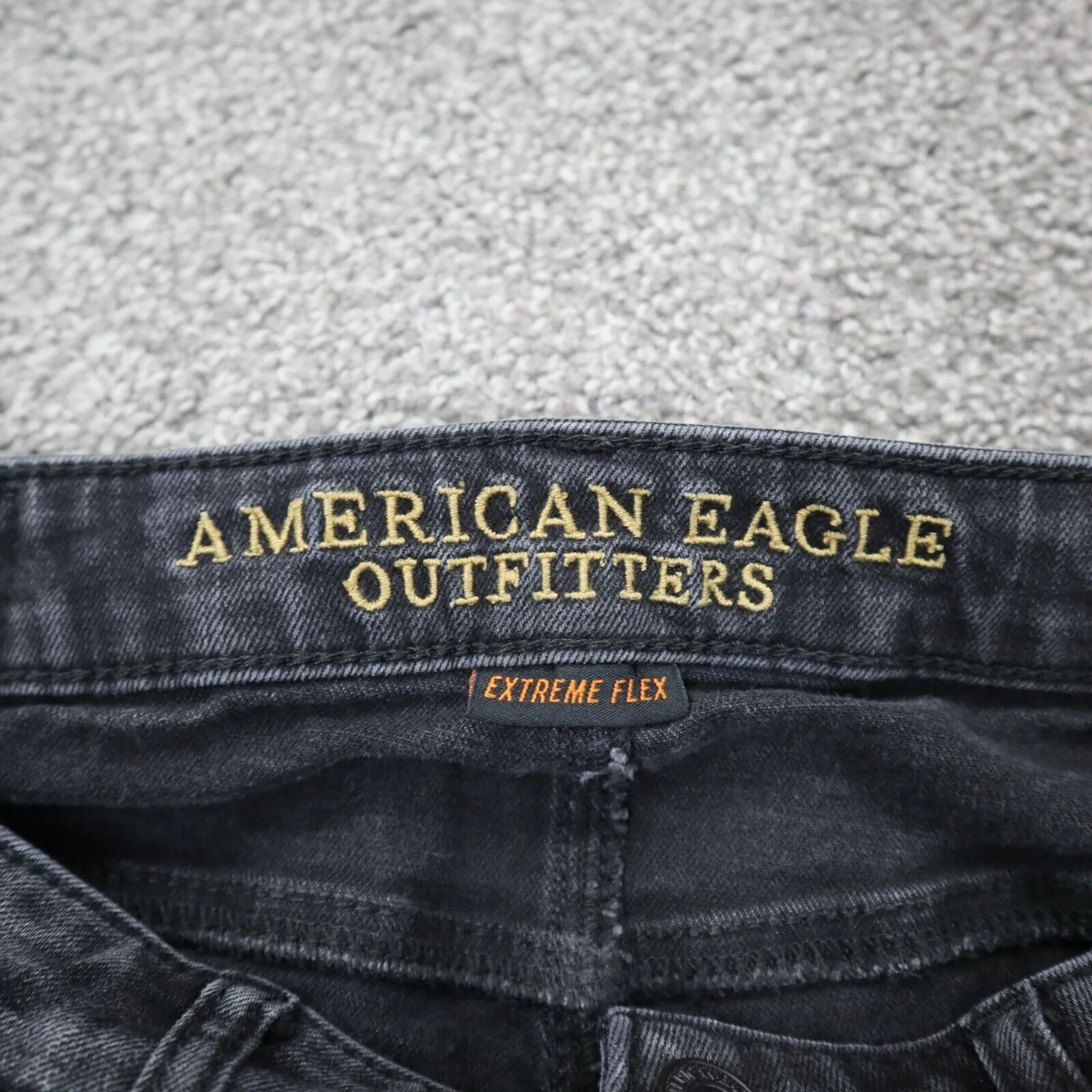 American Eagle Womens Stretch Flex Slim Straight Denim Jeans Black Size 30X34