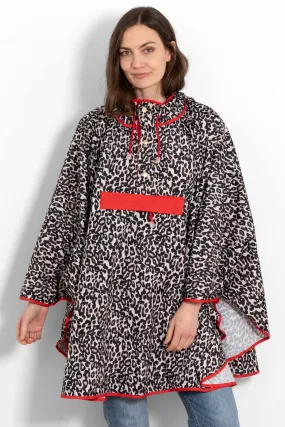 Aspen Rain Poncho - Cream/Red, Leopard