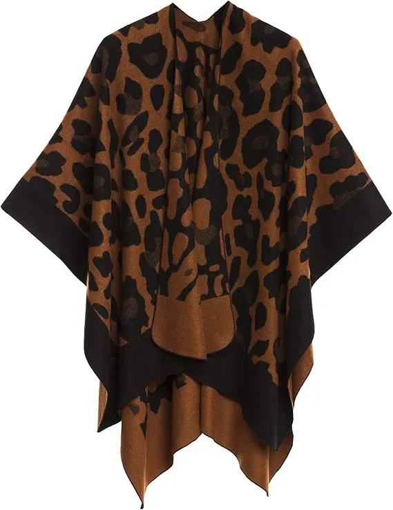 Black Luxurious Knit Sweater Poncho Cardigan