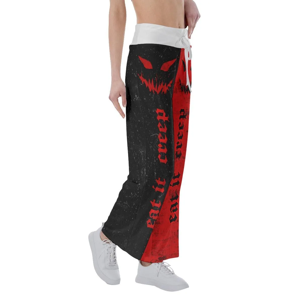 Black Red Horror Smile High-waisted Wide Leg Pants