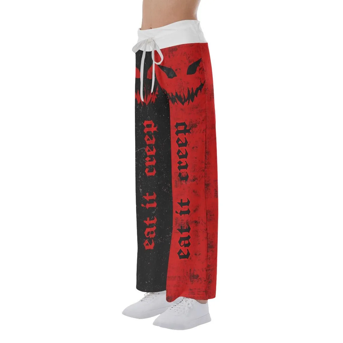 Black Red Horror Smile High-waisted Wide Leg Pants