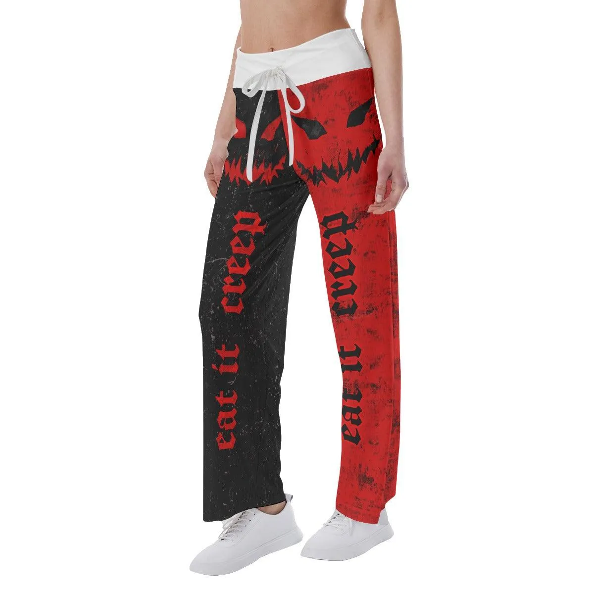 Black Red Horror Smile High-waisted Wide Leg Pants