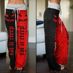 Black Red Horror Smile High-waisted Wide Leg Pants