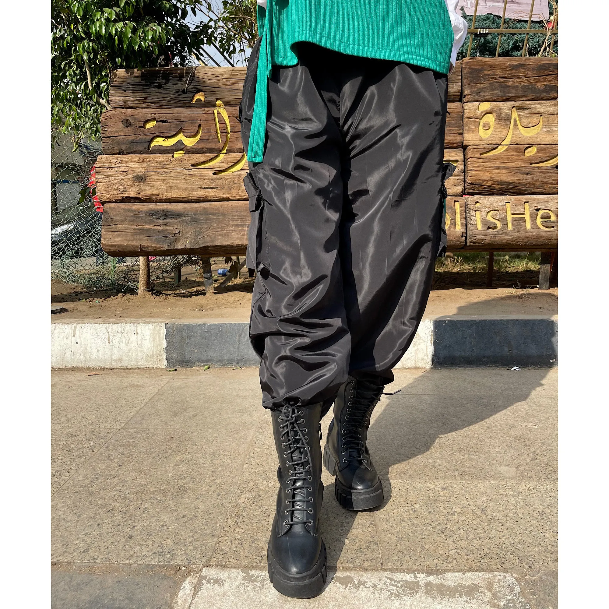 Black waterproof cargo pants