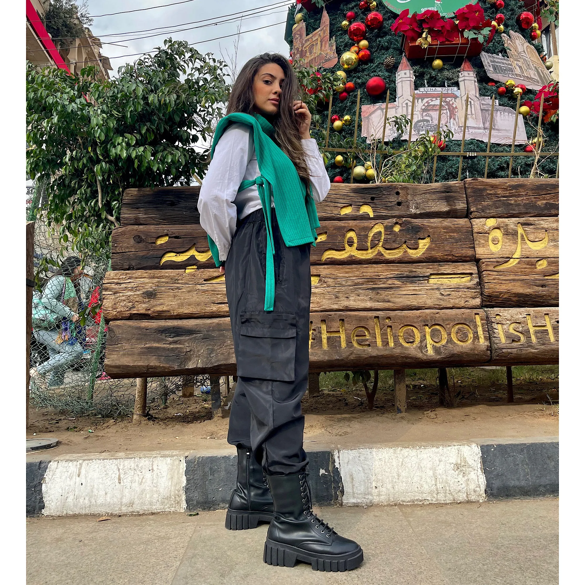 Black waterproof cargo pants