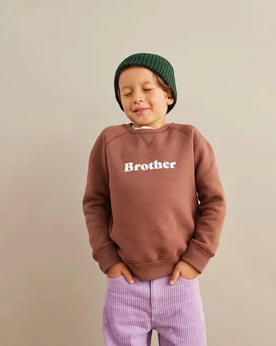 Boys Brother Sweatshirt in Hot Chocolate