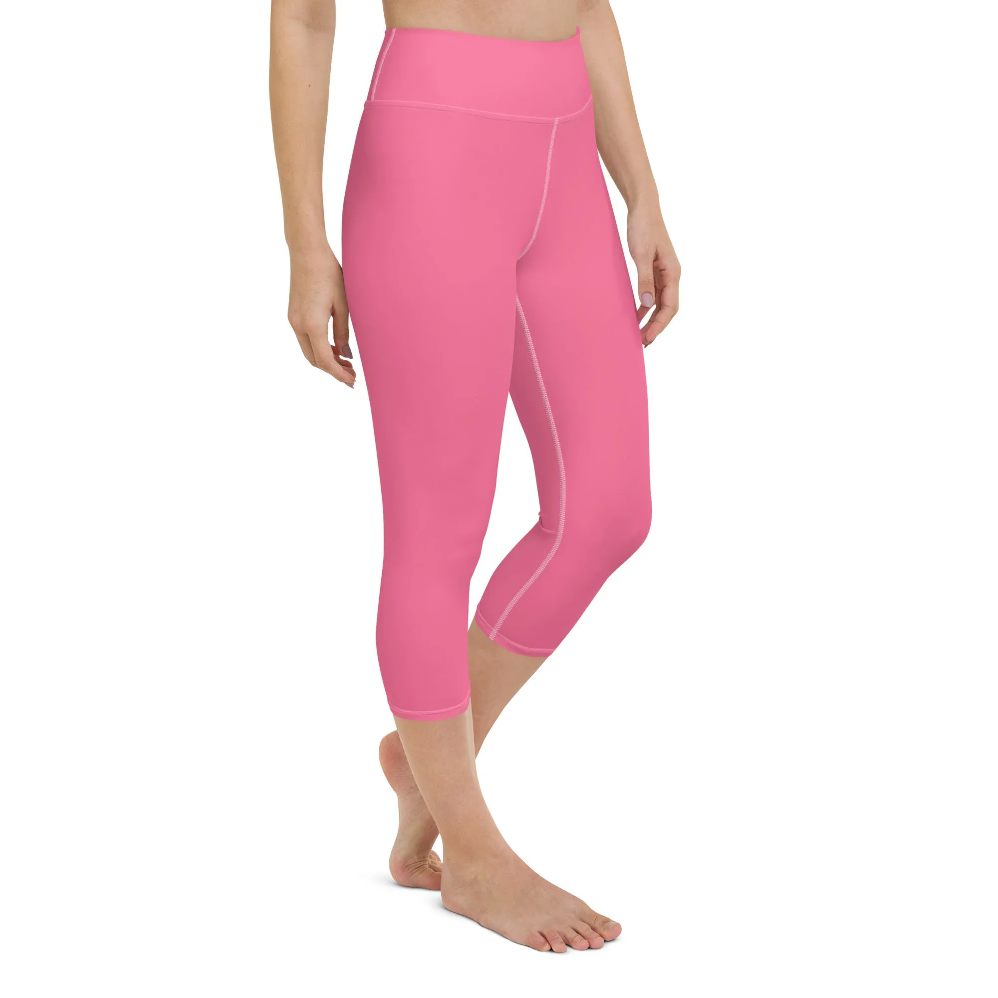 Bubble Gum Bliss High-Waisted Yoga Capri Leggings for Comfort & Style, lioness-love
