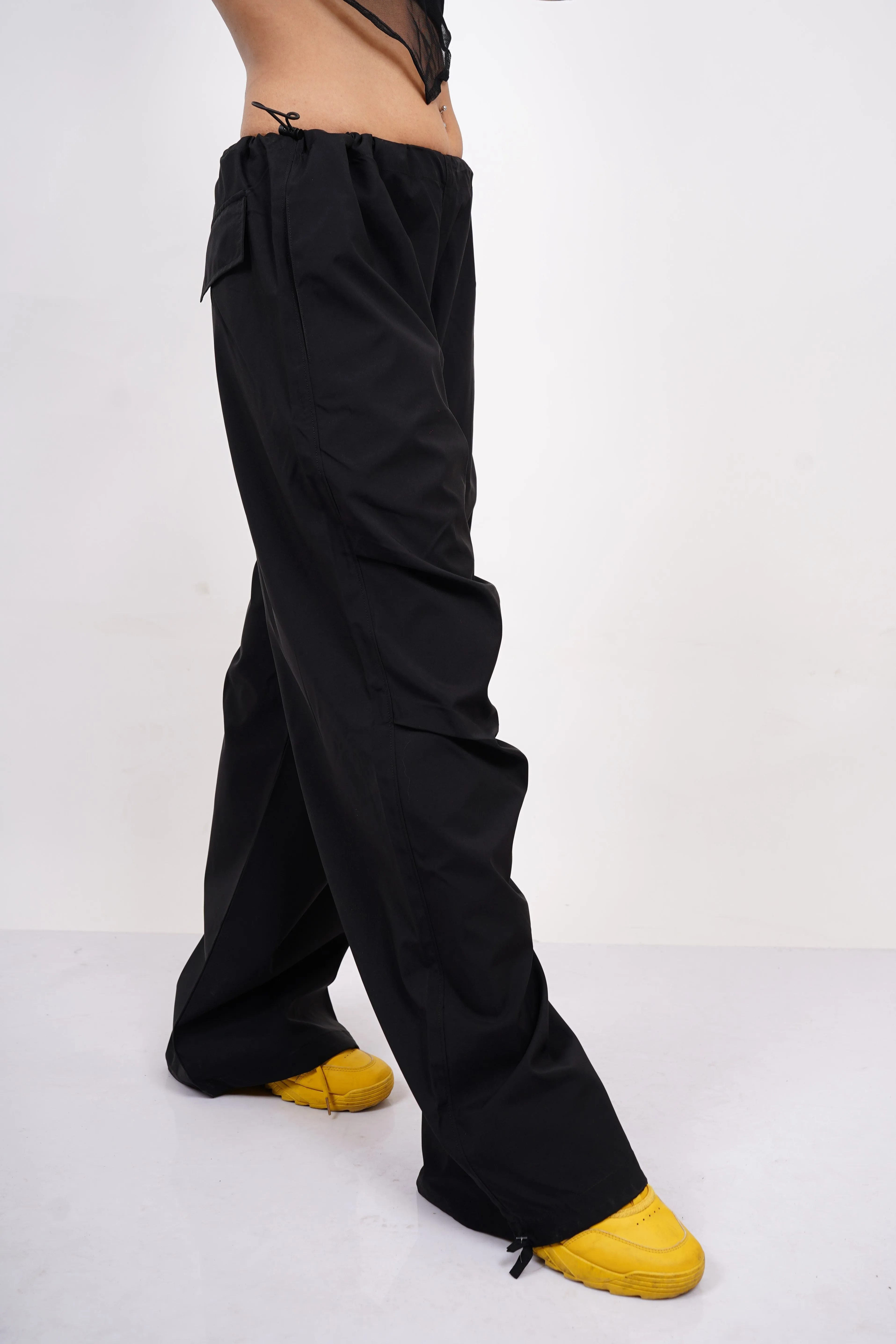 Burger Parachute Pants (Black) For Women