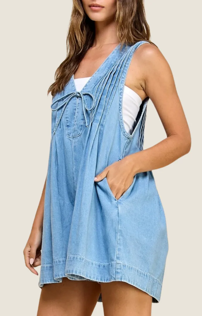 Carmen Light Denim Romper