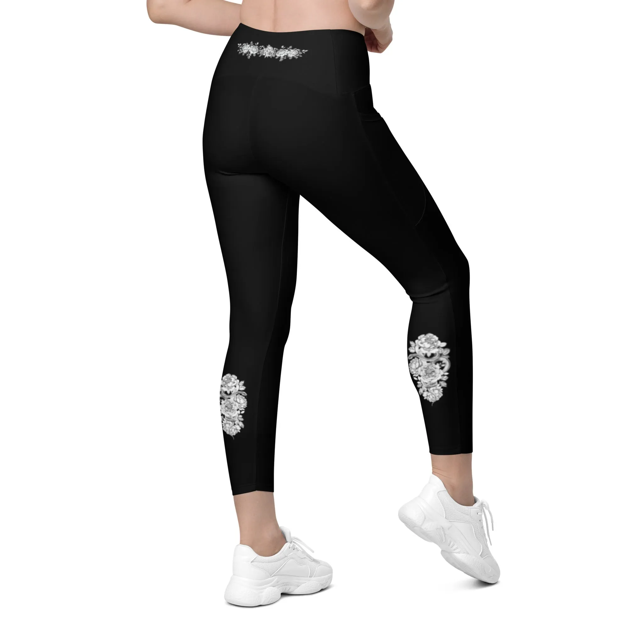 Chic Snake Design Crossover Leggings with Pockets, lioness-love