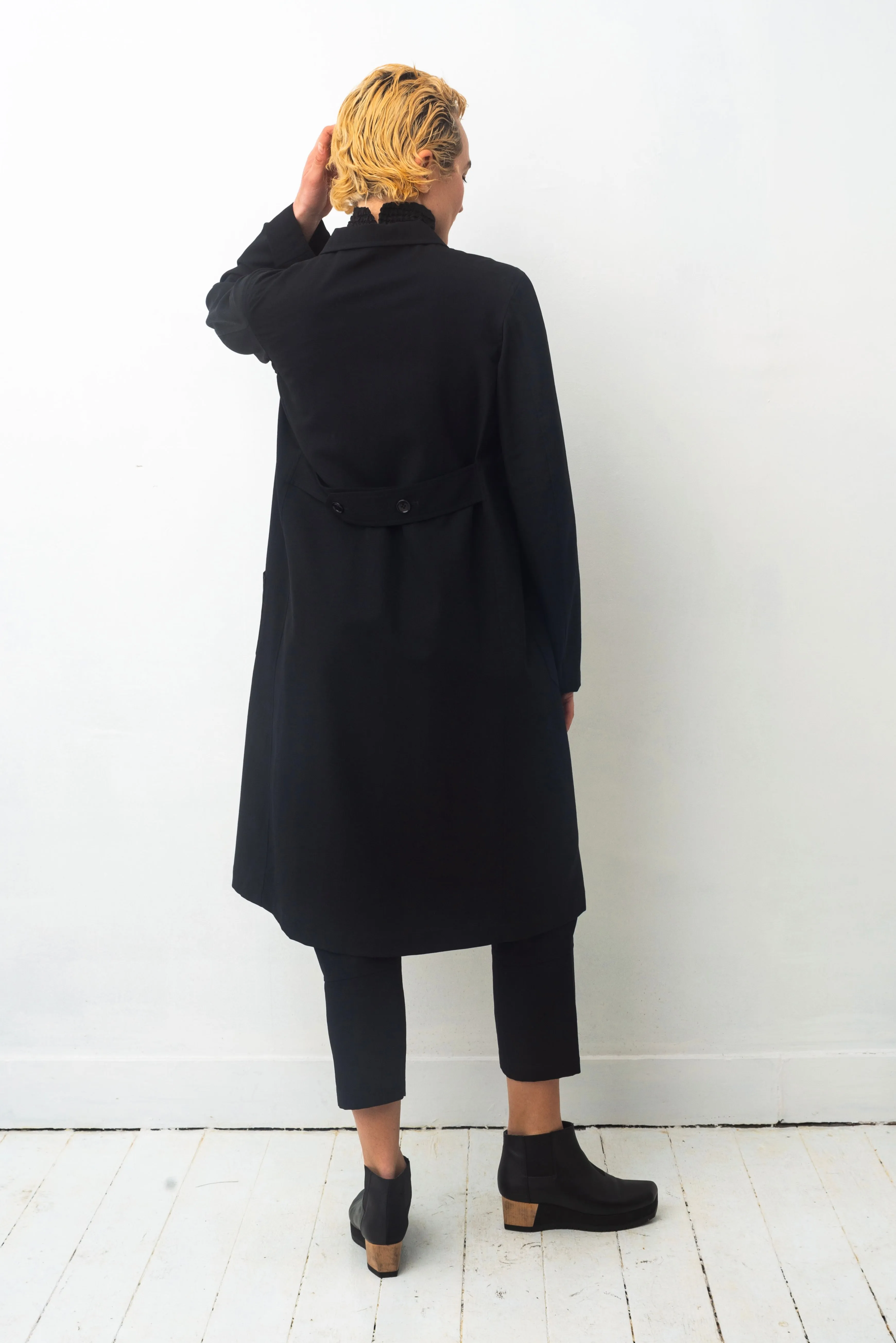 Comme des Garçons 90's black long light wool button down coat
