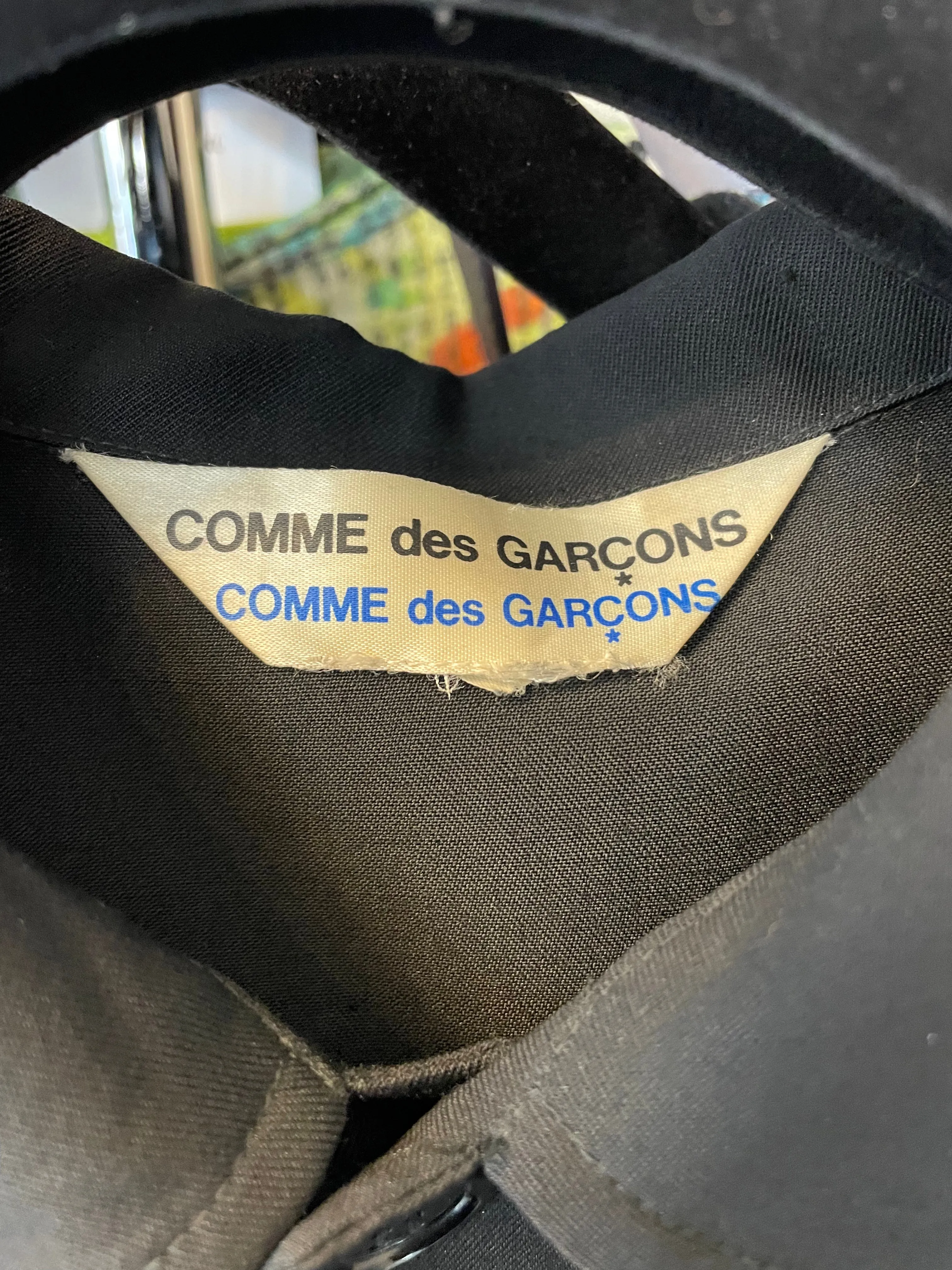 Comme des Garçons 90's black long light wool button down coat