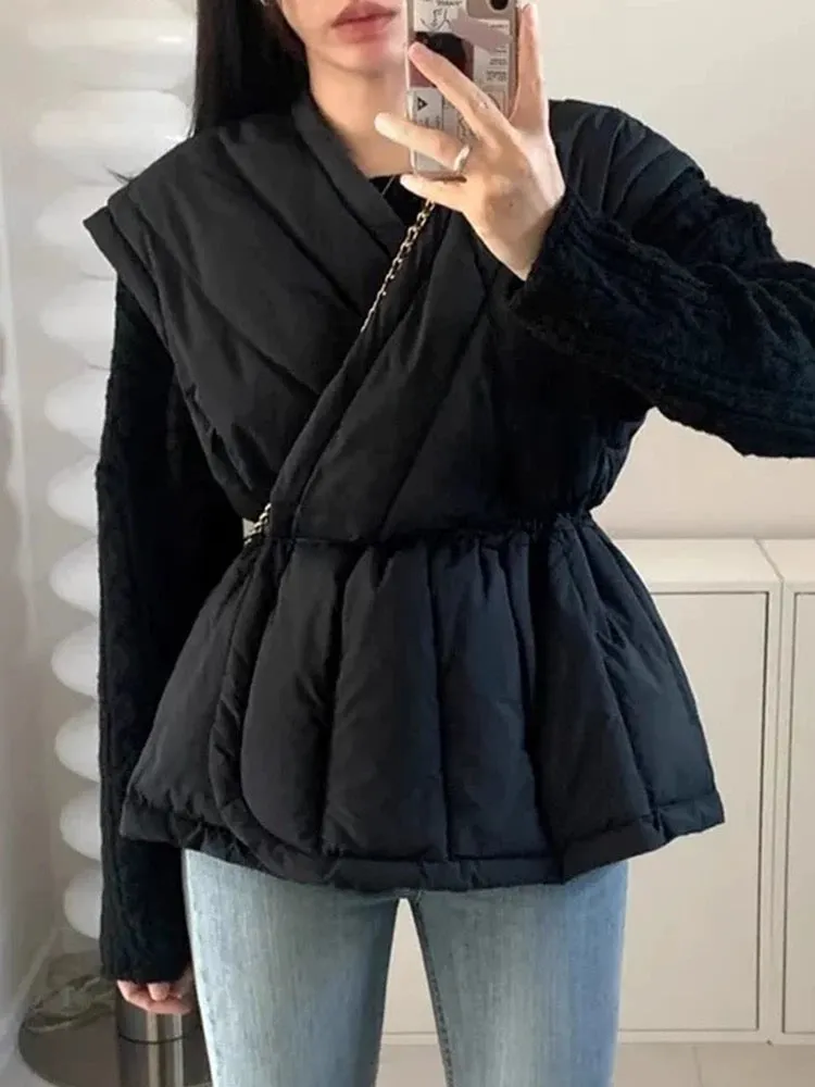 Crossover V-neck drawstring waist vest