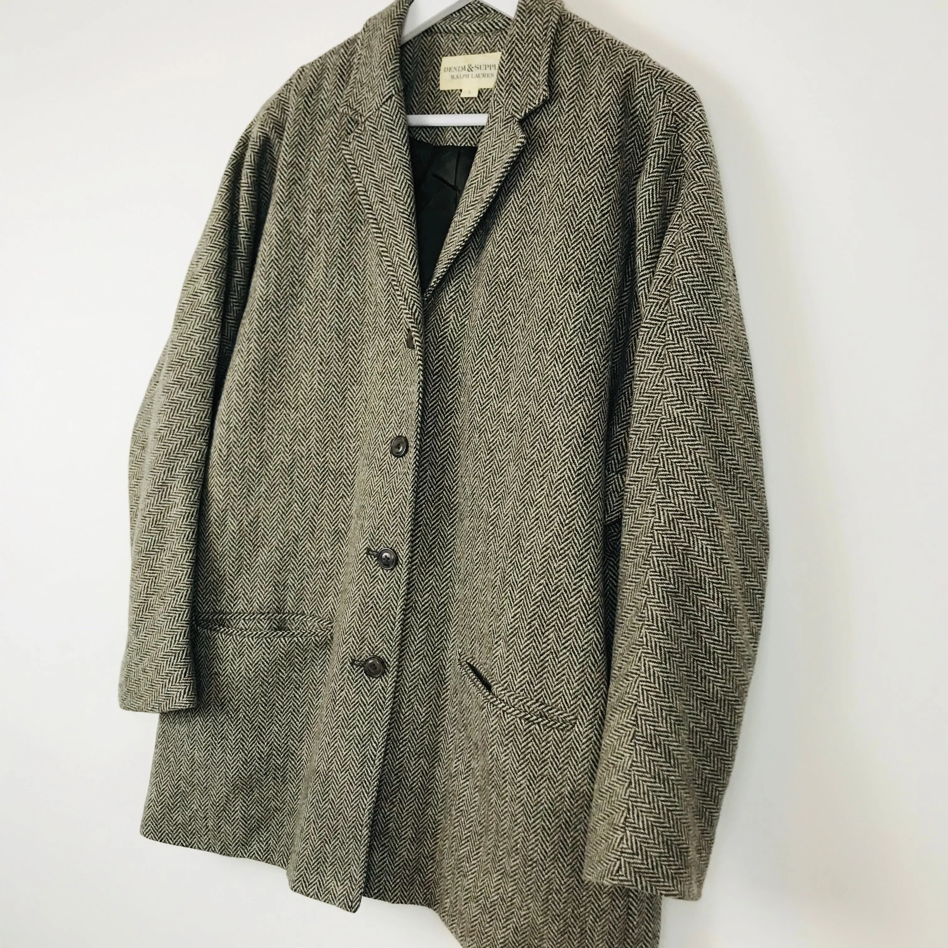 Denim & Supply Ralph Lauren Womens Tweed Overcoat | L | Grey