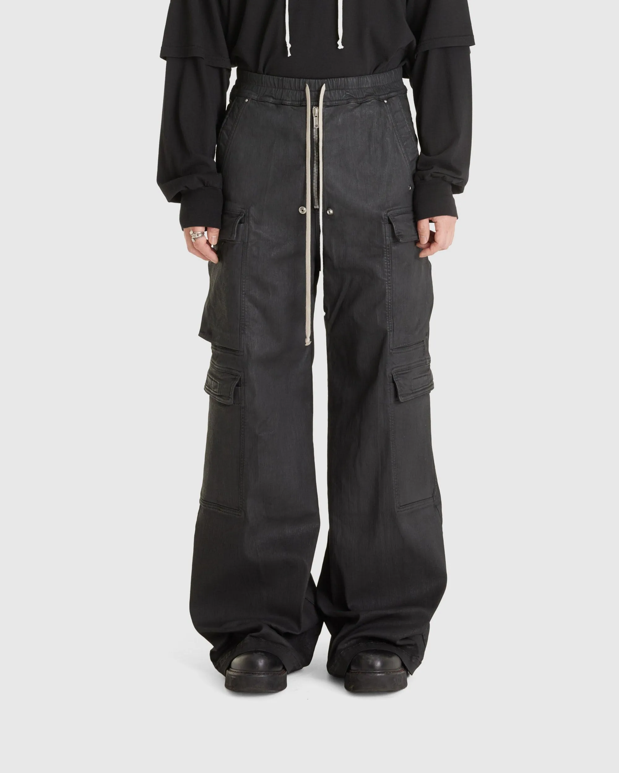Double Cargo Trousers Black Wax