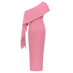 Faye Asymmetrical Neck Ruched Split Thigh Dress