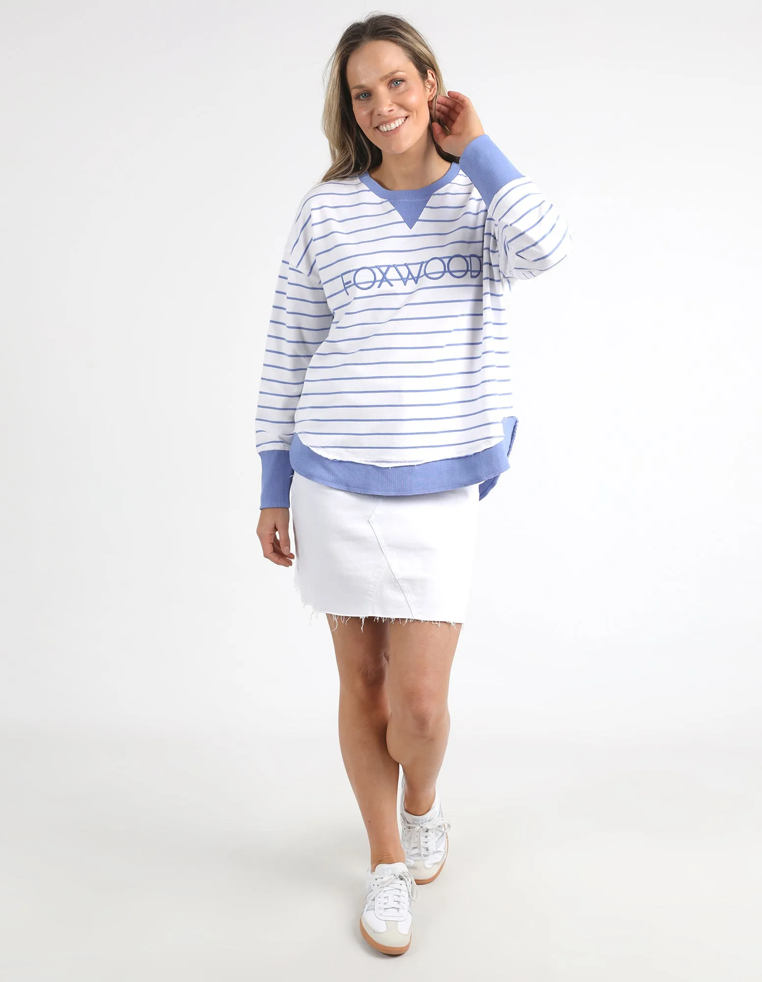 Foxwood Simplified Stripe Crew - Neon Blue