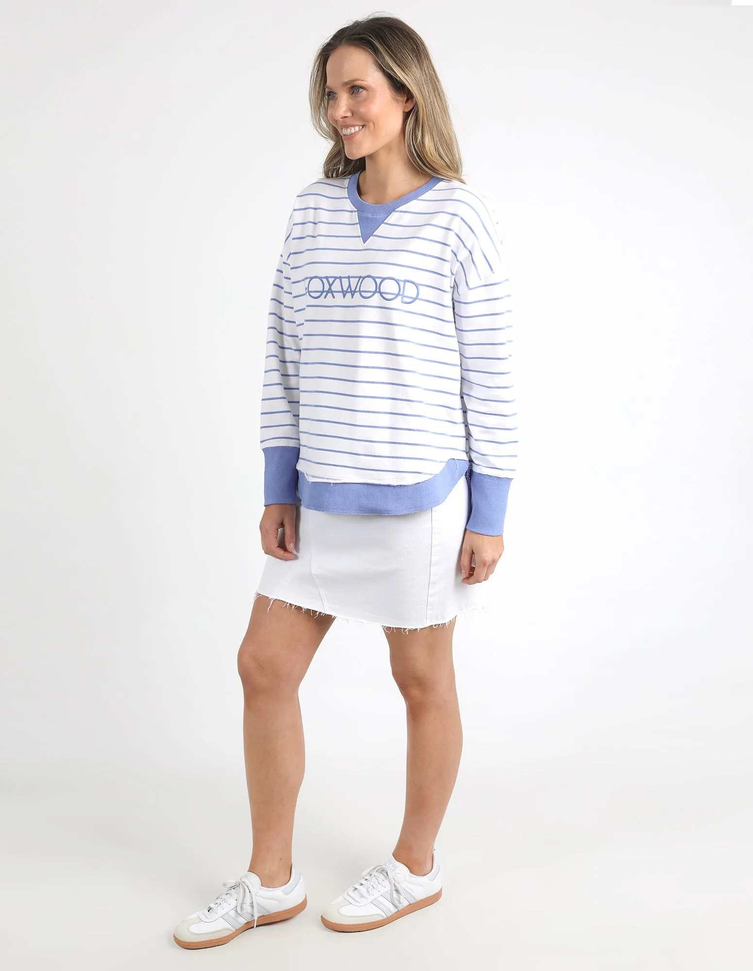 Foxwood Simplified Stripe Crew - Neon Blue