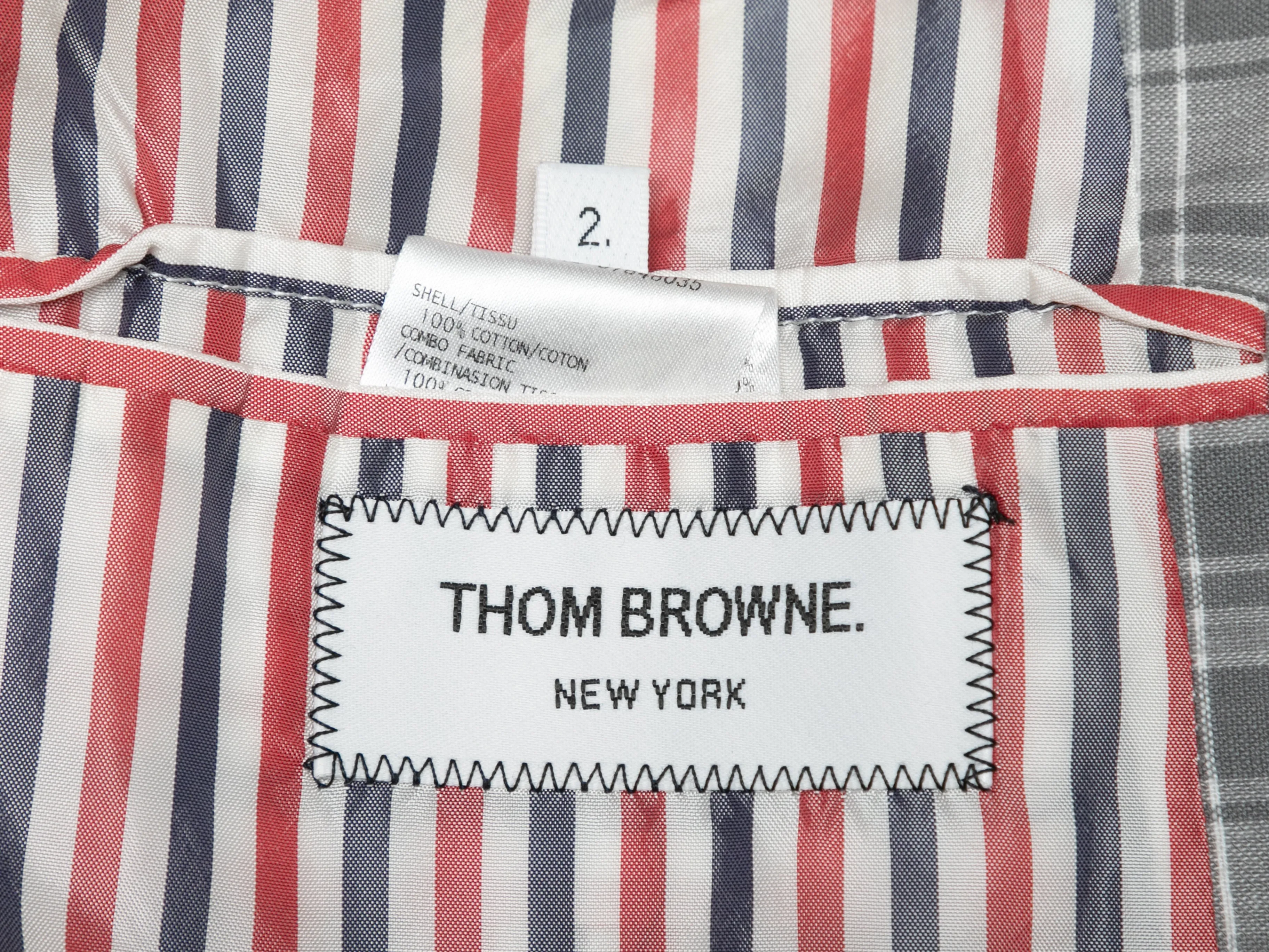 Grey & White Thom Browne Plaid Blazer Size US 2