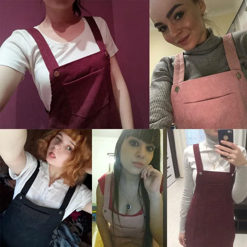 Pocket Retro Corduroy Dress
