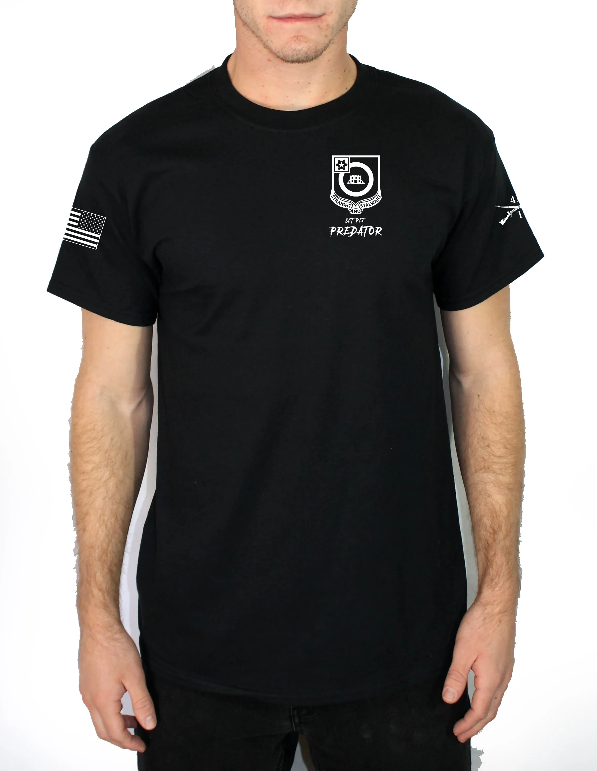 Predator 50-50 Blend Black Unisex PT Short Sleeve Shirt. Approved for PT