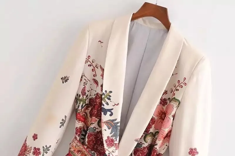 ROSE FLORAL BELTED BLAZER