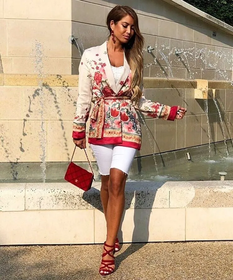ROSE FLORAL BELTED BLAZER
