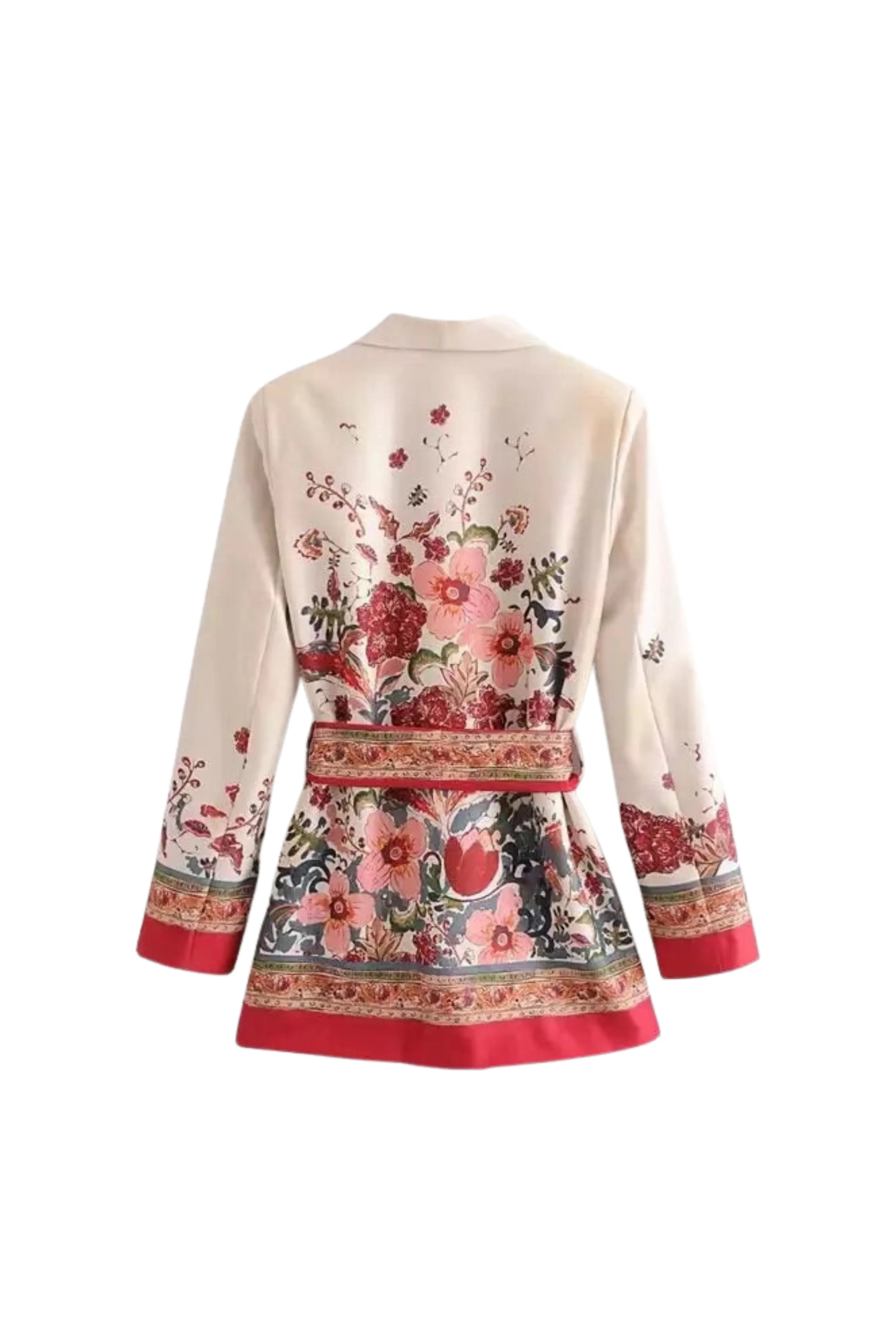 ROSE FLORAL BELTED BLAZER