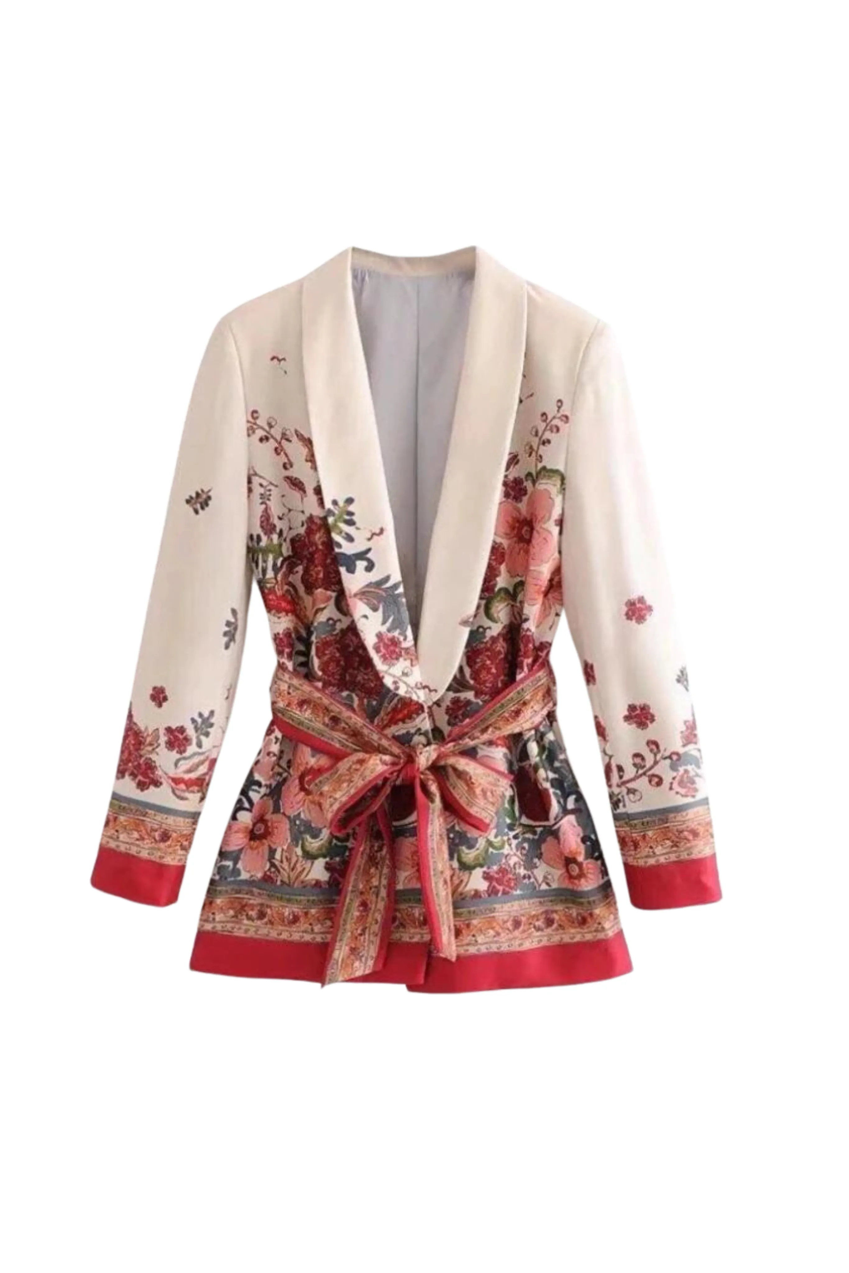 ROSE FLORAL BELTED BLAZER