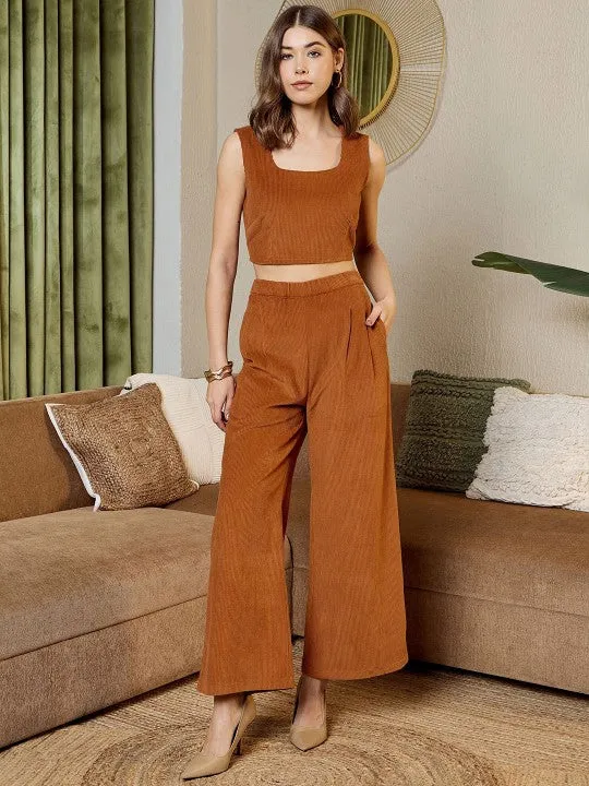 Rust brown corduroy Three Piece Coord Set