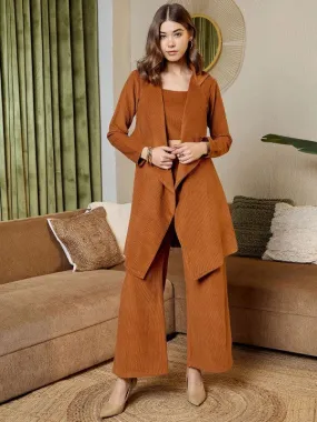 Rust brown corduroy Three Piece Coord Set