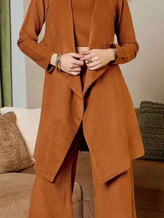 Rust brown corduroy Three Piece Coord Set