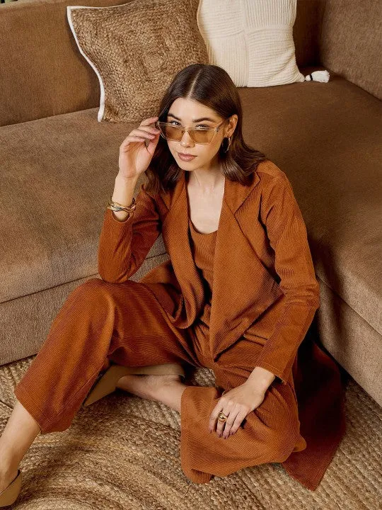 Rust brown corduroy Three Piece Coord Set