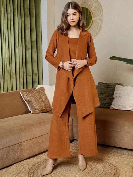 Rust brown corduroy Three Piece Coord Set