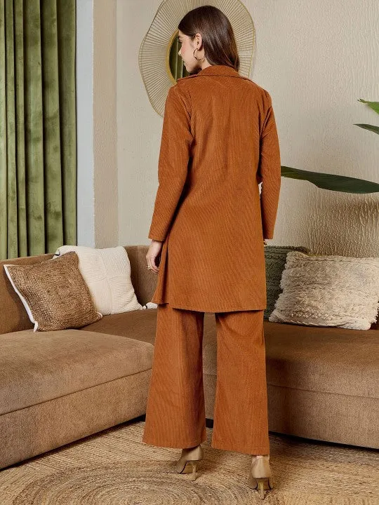 Rust brown corduroy Three Piece Coord Set