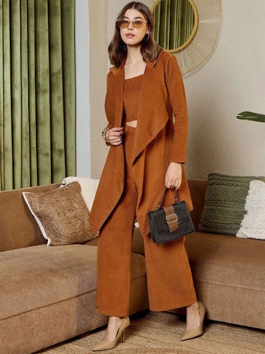 Rust brown corduroy Three Piece Coord Set